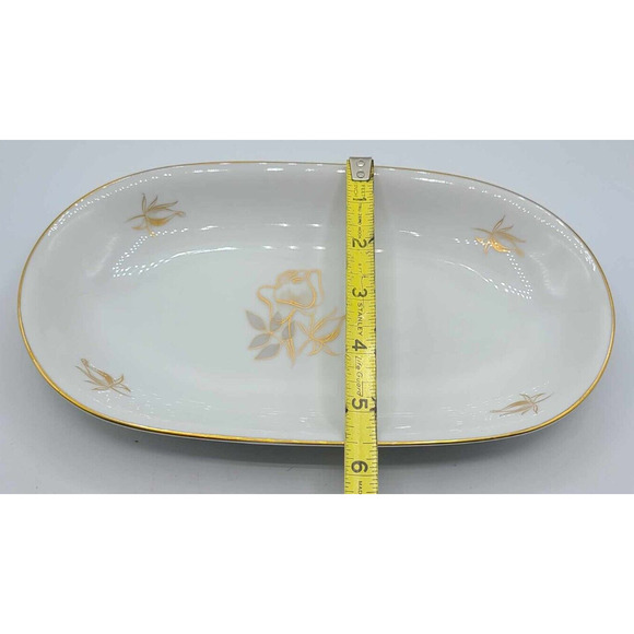 Vintage KPM Krister Germany 9 3/4" Oval Small Serving Platter. Gold Rose Design - Picture 9 of 9